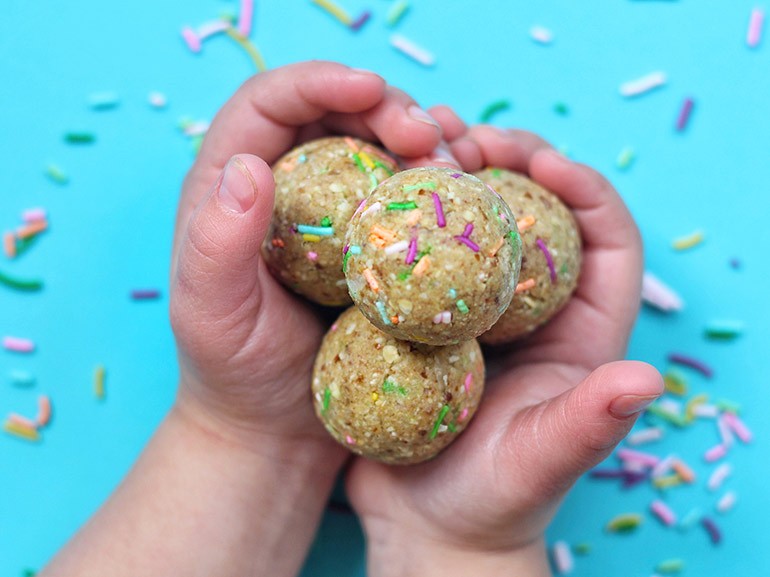 Vanilla Cake Batter Sprinkle Balls Nosh And Nourish